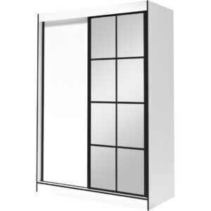 Skříň s posuvnými dveřmi se zrcadlem ASLO II 150 bílá / černá