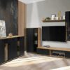 Obývací stěna s komodou FIESTA LAMELY dub artisan / černá