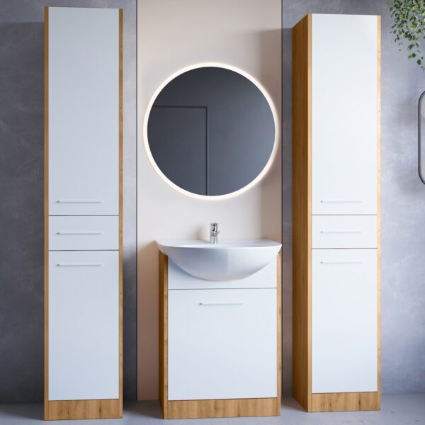 Koupelnový nábytek se zrcadlem SLIDO MAX LED dub artisan / bílý