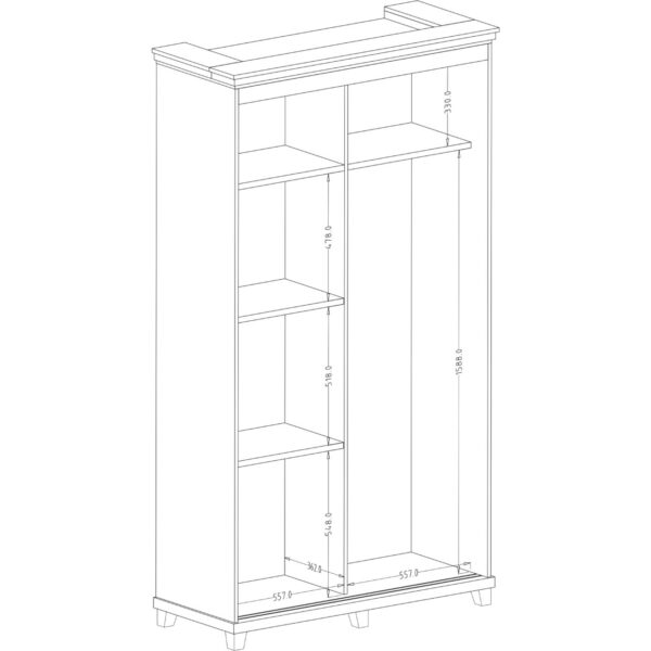 Skříň s posuvnými dveřmi a zrcadlem TEVORA EV54 zelená / dub lefkas - Image 6