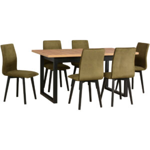 Stůl IKON 3 grandson laminát / černý + židle LUNA 2 (6 ks) černá / 17B