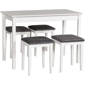Stůl MAX 2 bílý laminát + taburet T3 (4 ks) bílý / 24B