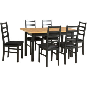Stůl MODENA 1 XL grandson laminát / černý + židle NILO 8 (6 ks) černá / 29B