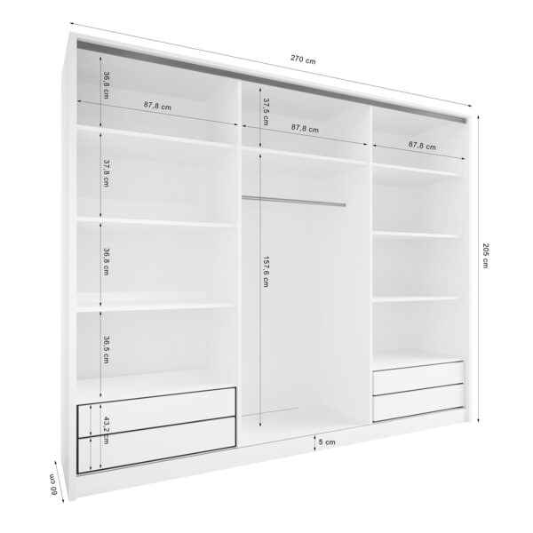 Skříň s posuvnými dveřmi se zrcadlem a zásuvkami GRANO C 270 sonoma - Image 3