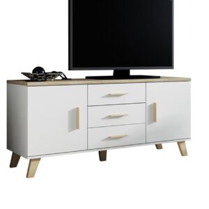 Komoda RTV LOTAR 150 2D3S briliantově bílá / dub sonoma