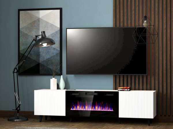 Komoda RTV FASO 180 s krbem bílá - Image 3