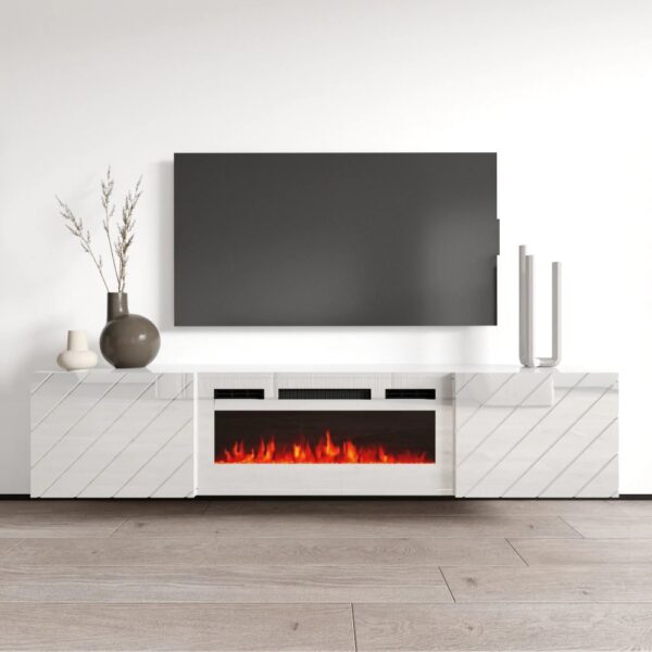 Komoda RTV LUXO EF bílá / krb bílý - Image 4