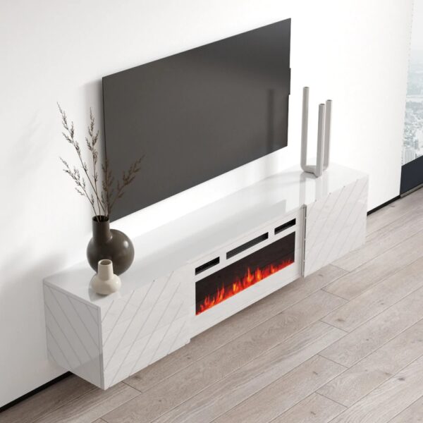 Komoda RTV LUXO EF bílá / krb bílý - Image 5