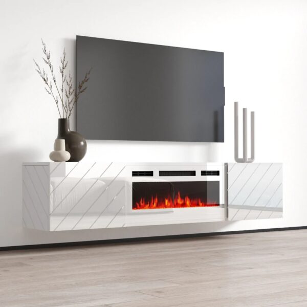 Komoda RTV LUXO EF bílá / krb bílý - Image 3