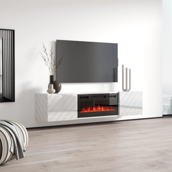 Komoda RTV LUXO EF bílá / krb černý - Image 6