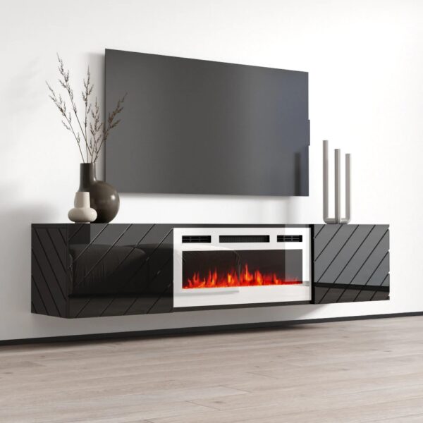 Komoda RTV LUXO EF černá / krb bílý - Image 3