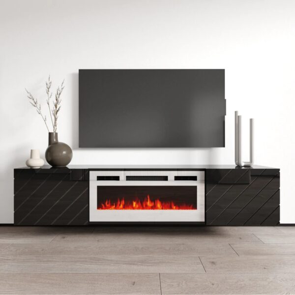 Komoda RTV LUXO EF černá / krb bílý - Image 4