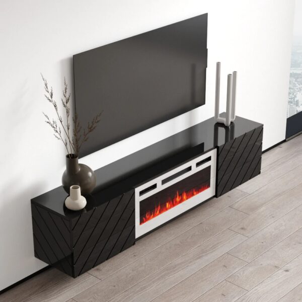 Komoda RTV LUXO EF černá / krb bílý - Image 5