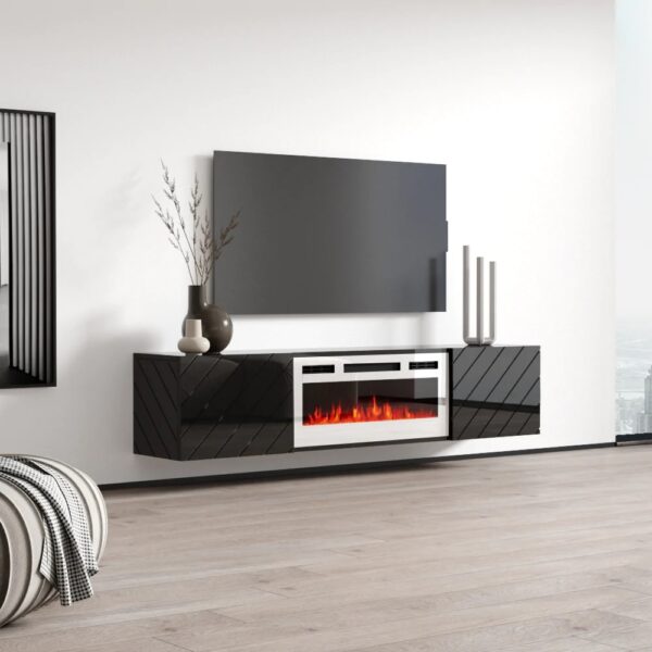 Komoda RTV LUXO EF černá / krb bílý - Image 6