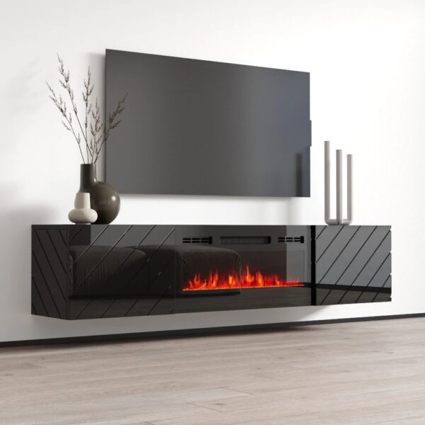 Komoda RTV LUXO EF černá / krb černý - Image 3