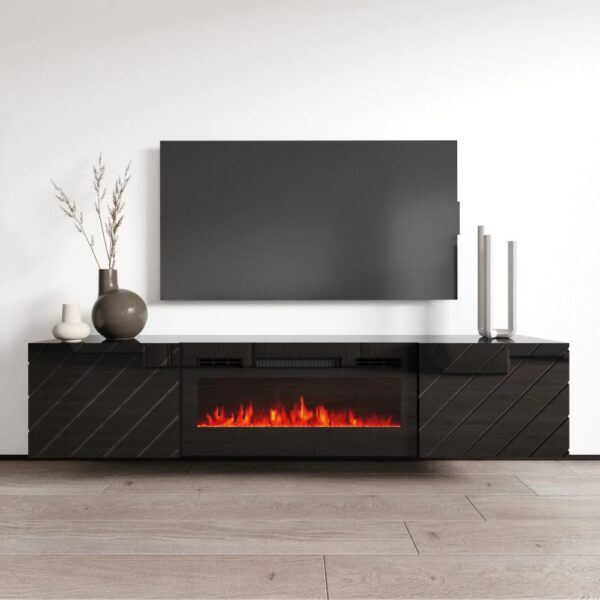 Komoda RTV LUXO EF černá / krb černý - Image 4