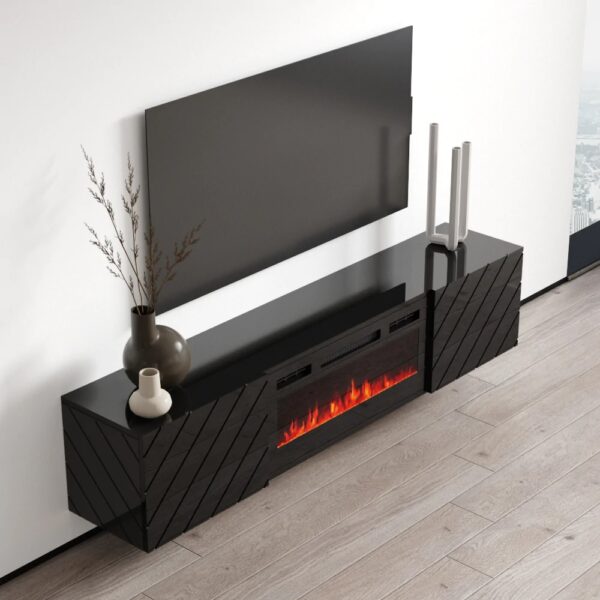 Komoda RTV LUXO EF černá / krb černý - Image 5