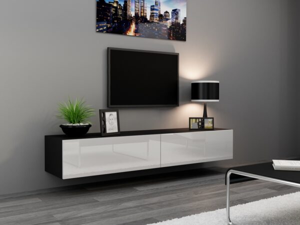 Komoda RTV 180 GOVI VG1C černá / bílý lesk - Image 2