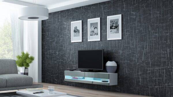 Komoda RTV 140 GOVI NEW GREY A VG12 bílá / šedý lesk - Image 2