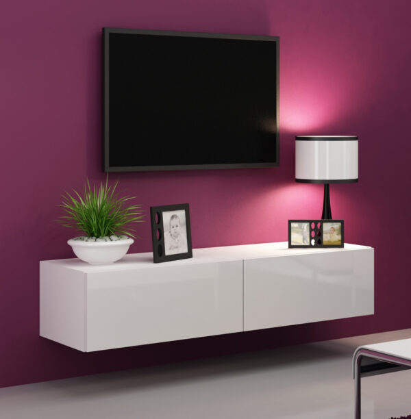 Komoda RTV 140 GOVI VG4A bílá / bílý lesk - Image 2