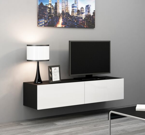 Komoda RTV 140 GOVI VG4C černá / bílý lesk - Image 2