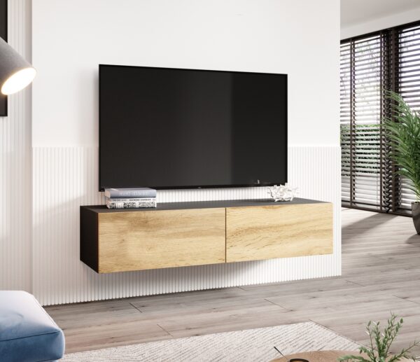 Komoda RTV 140 GOVI VG4G černá / dub wotan - Image 3