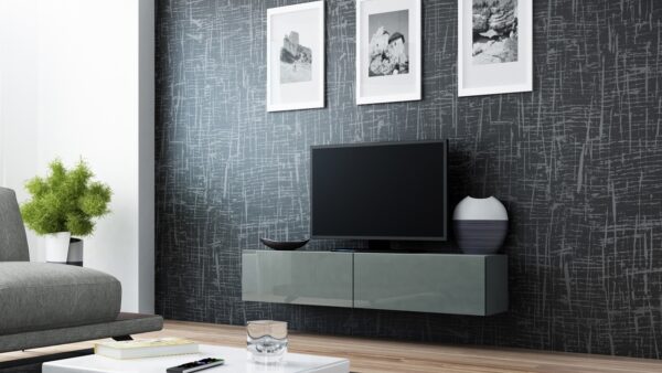 Komoda RTV 140 GOVI GREY C VG4 šedá / šedý lesk - Image 2