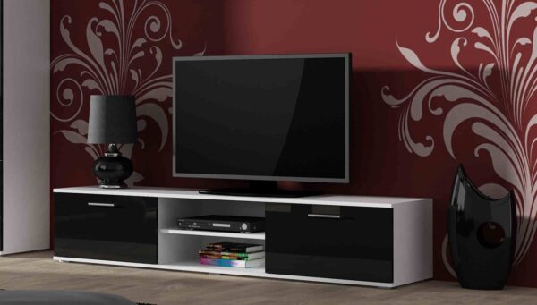 Komoda RTV BRNO SH3B bílá / černý lesk - Image 2