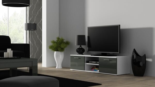 Komoda RTV BRNO SH4F bílá / šedý lesk - Image 2
