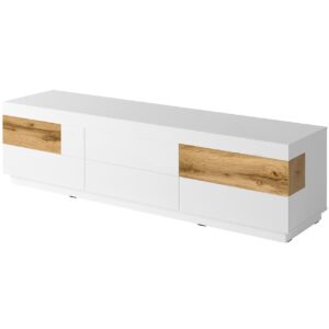 Komoda RTV LISKE SE40 bílý lesk / dub wotan
