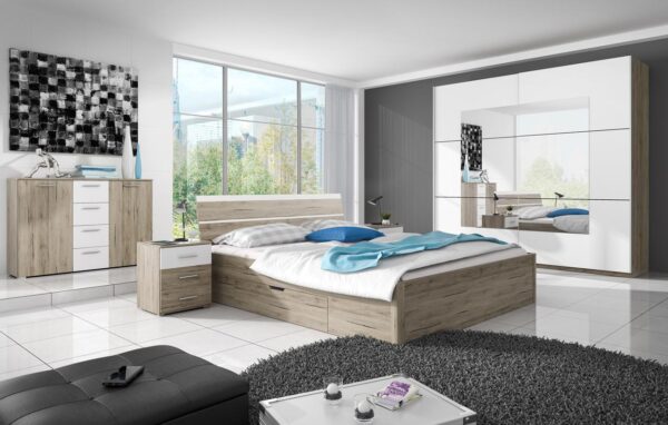 Skříň s posuvnými dveřmi se zrcadlem DELTA BE57 san remo světlá / bílá - Image 3