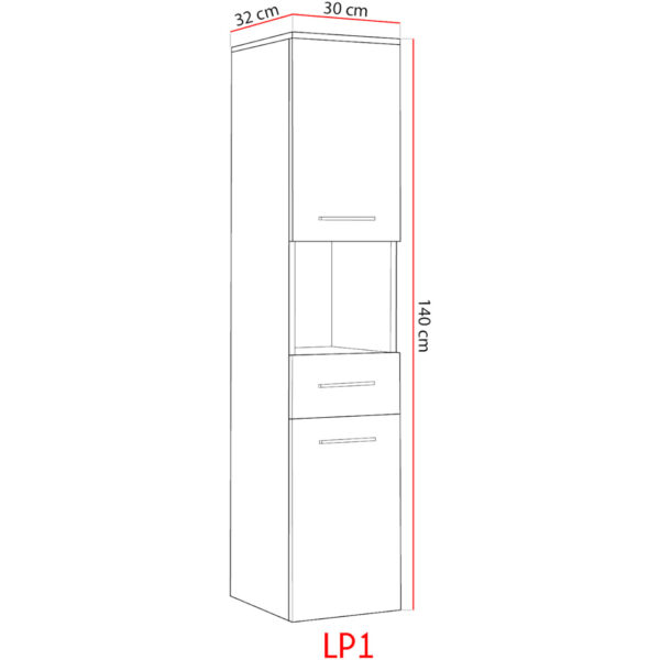 Koupelnová skříňka vysoká LUPO LP1 Bílý / Popel lesk VÝPRODEJ - Image 2