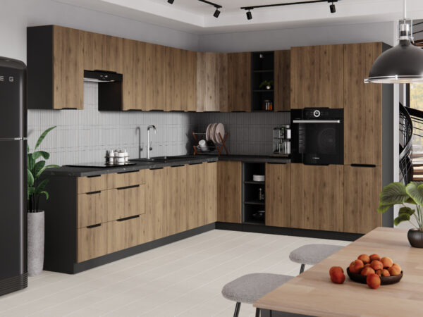 Spodní dřezová skříňka se zásuvkou 60 SILVIA 05 černý / ořech okapi - Image 3