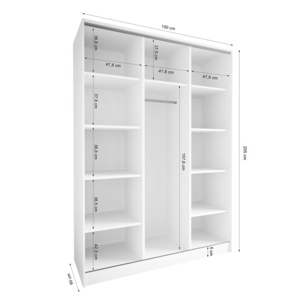 Posuvná skříň se zrcadlem TRIVI A 150 bílá / zlatá - Image 6