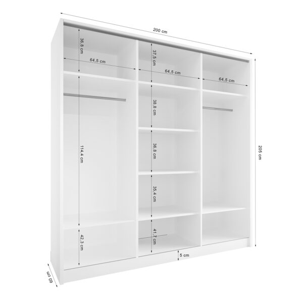 Posuvná skříň se zrcadlem TRIVI B 200 bílá / zlatá - Image 6