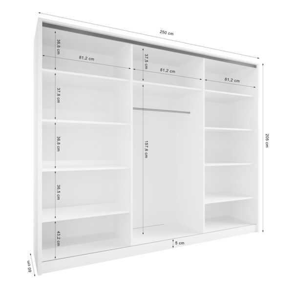 Posuvná skříň se zrcadlem TRIVI A 250 bílá / zlatá - Image 6