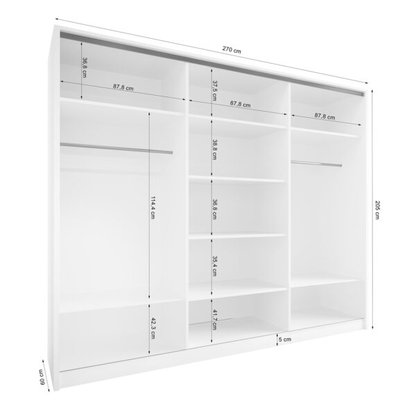 Posuvná skříň se zrcadlem TRIVI B 270 bílá / zlatá - Image 6